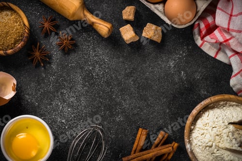 Preview: Ingredients for cooking baking on black