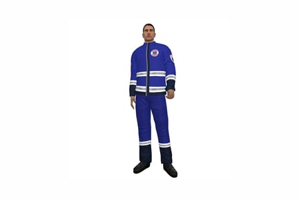 Preview: Man in blue tracksuit with white stripes