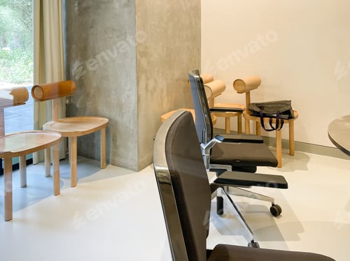 Preview: Modern office design of the table with chairs