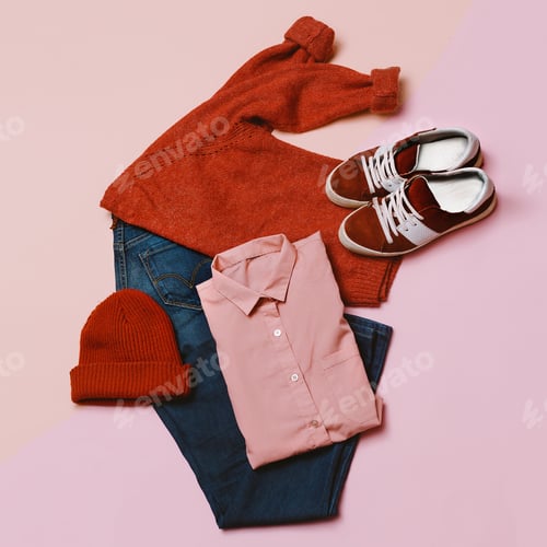 Preview: Stylish clothes set. City casual fashion. Spring. Stylish access