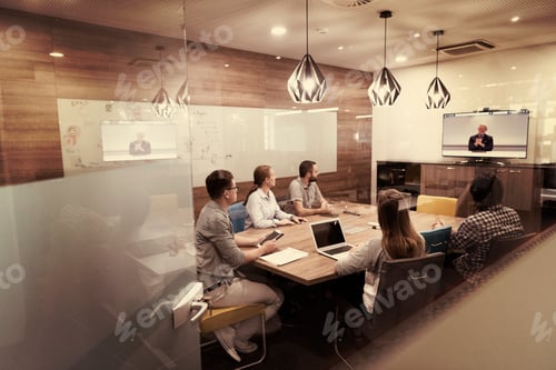 Preview: start up business people group attending videoconference call