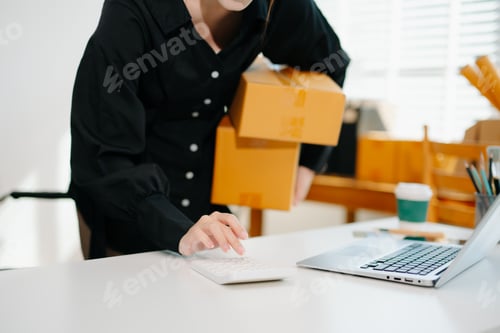 Preview: Woman Calculating Finances for Online Shop Business