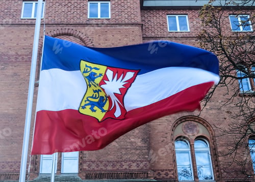 Preview: Schleswig-Holstein Germany flag at the parliament in Kiel