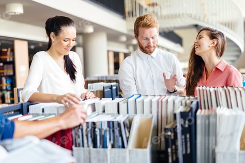 Preview: Group of students studying in library