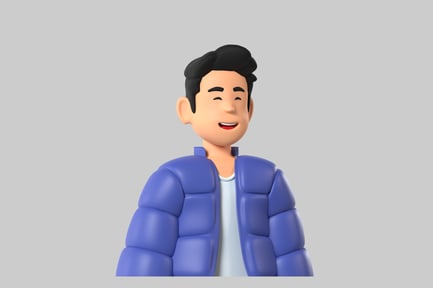 Preview: Cartoon man in puffer jacket