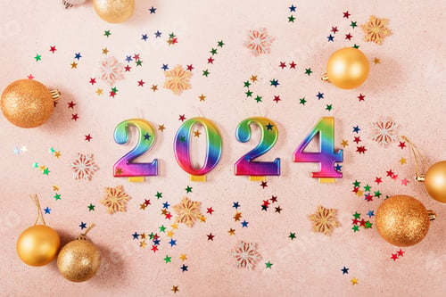 Preview: Holiday sparkling background Happy New Year 2024