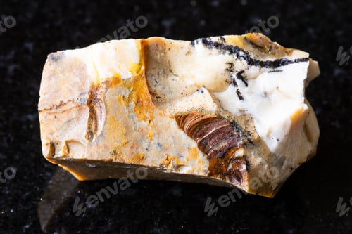 Preview: sample of rough common opal rock on black