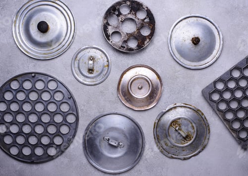Preview: Old iron lids for vintage pot