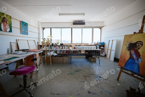 Preview: Interior, studio and workshop for art and design production for creative, small business or paintin