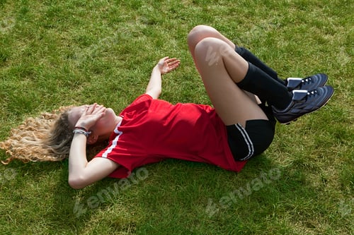Preview: Girl soccer player with injury