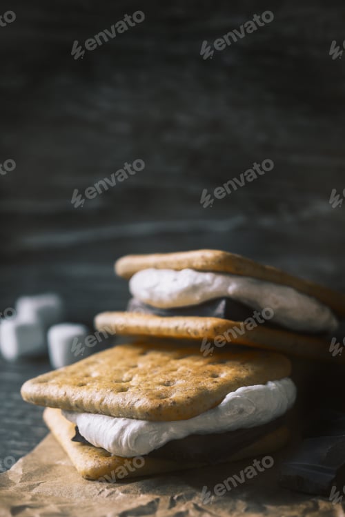 Preview: Smores on the wooden table vertical