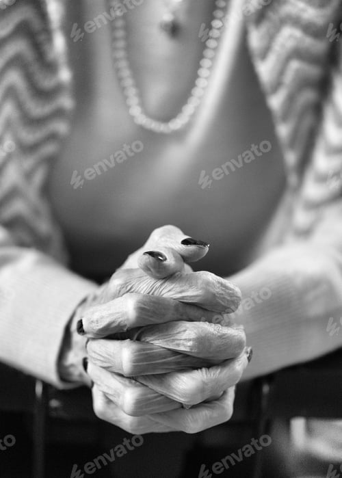 Preview: wrinkle hands of 102 year old woman