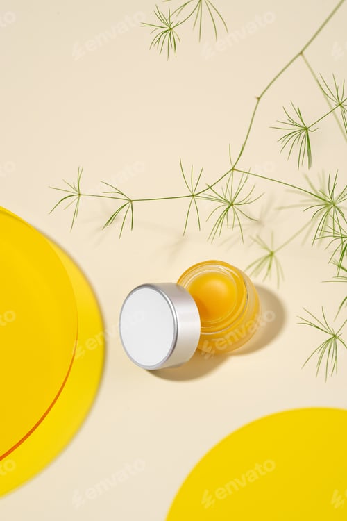 Preview: Hygienic container for lip balms, lying on a natural beige background. Conceptual composition