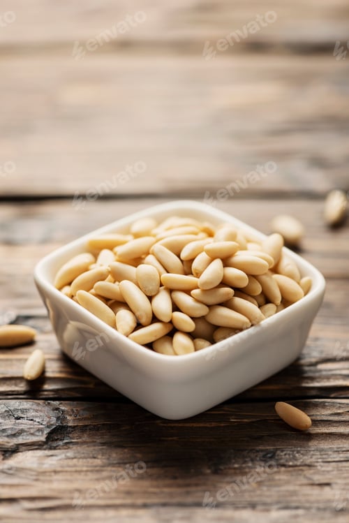 Preview: pine nut on the wooden table