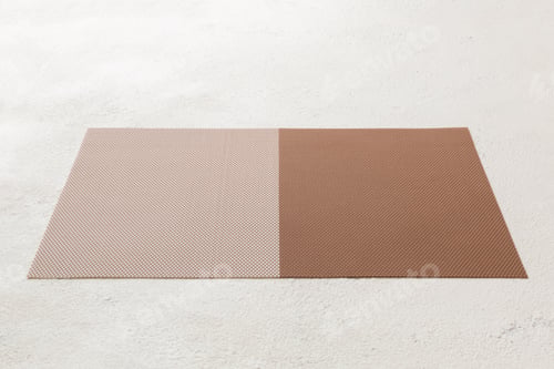 Preview: Perspective view of brown tablecloth for food on cement background. Empty space for your design