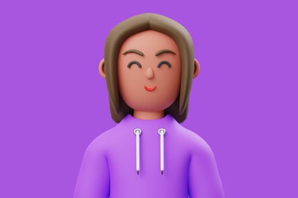 Preview: Young woman in a purple hoodie.