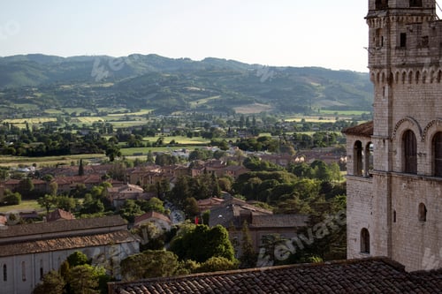 Preview: Italian countryside panorama from the medieval town of Gubbio in Perugia, Umbria