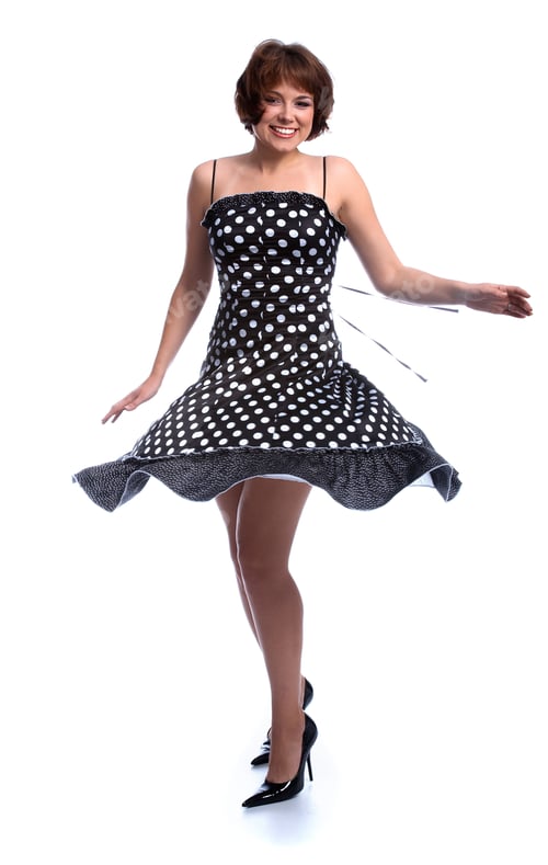 Preview: Portrait Of Brunette Woman In Polka-Dot Dress