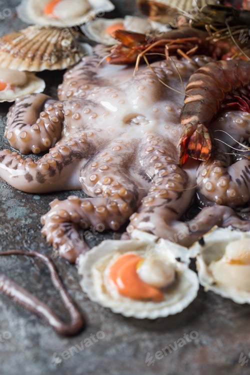 Preview: Assortment of raw seafood