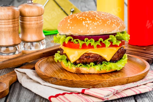 Preview: Tasty and appetizing hamburger cheeseburger