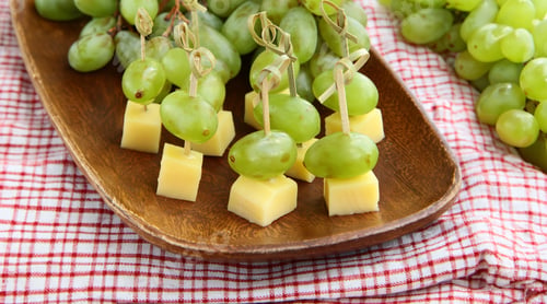 Preview: appetizer canapes grapes and cheese on a skewer