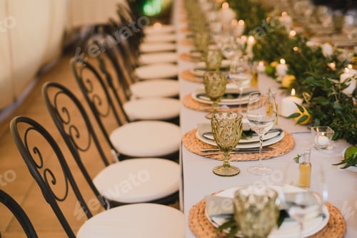 Preview: Table setting at the wedding reception.