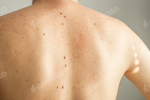 Preview: Skin on a man back with scattered moles