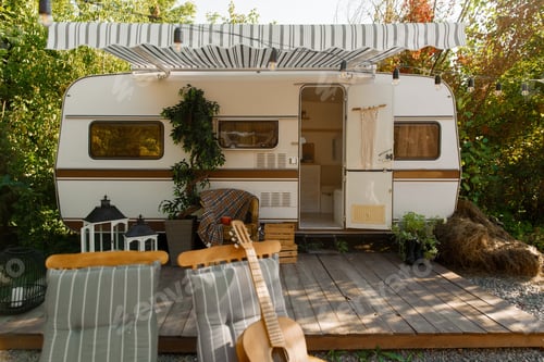 Preview: Camping in a trailer, rv campin forest, nobody