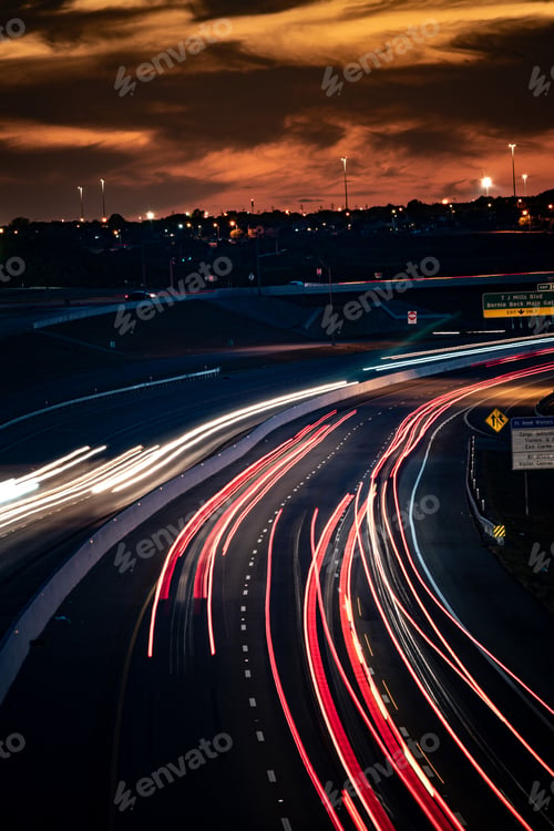 Preview: Beautiful long exposure shot of street traffic at night