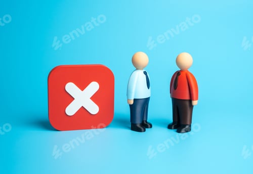 Preview: Termination of contract, refusal to cooperate. Symbol of broken partnership, disagreement