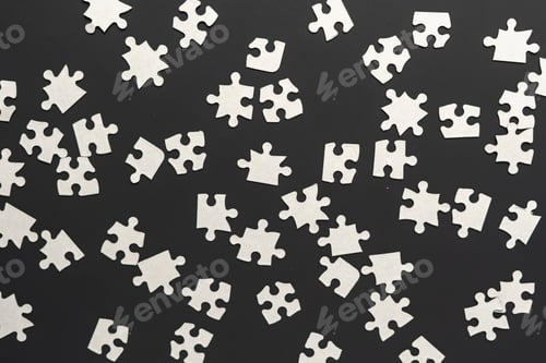 Preview: white unfinished puzzle on dark background unsolve uncomplete b