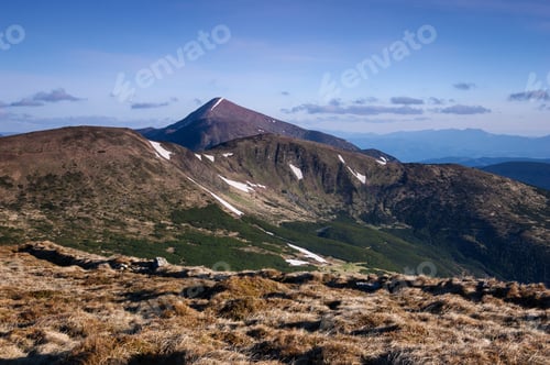 Preview: Spring landscape with a view of the mountain top
