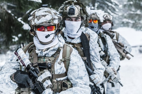 Preview: Squad of soldiers in winter forest