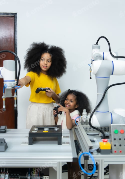 Preview: Children using the hand robot technology,