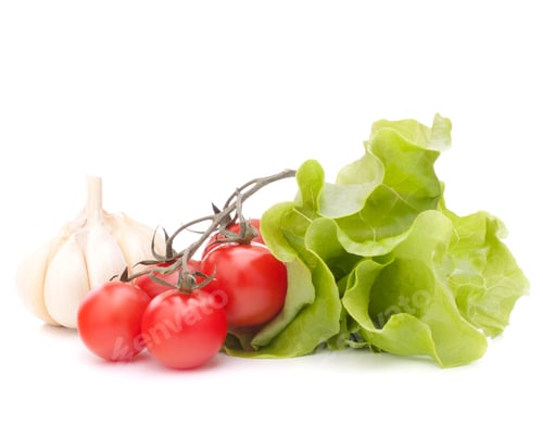 Preview: Fresh lettuce salad leaves bunch and cherry tomato