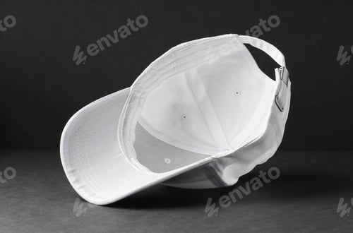 Preview: White Baseball Cap on Black Background