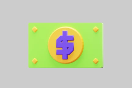 Preview: Green and Yellow Button Detail with Purple Dollar Sign