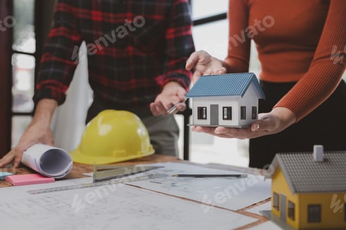 Vista previa: Group architects and engineers build houses and conference buildings together to design and build st