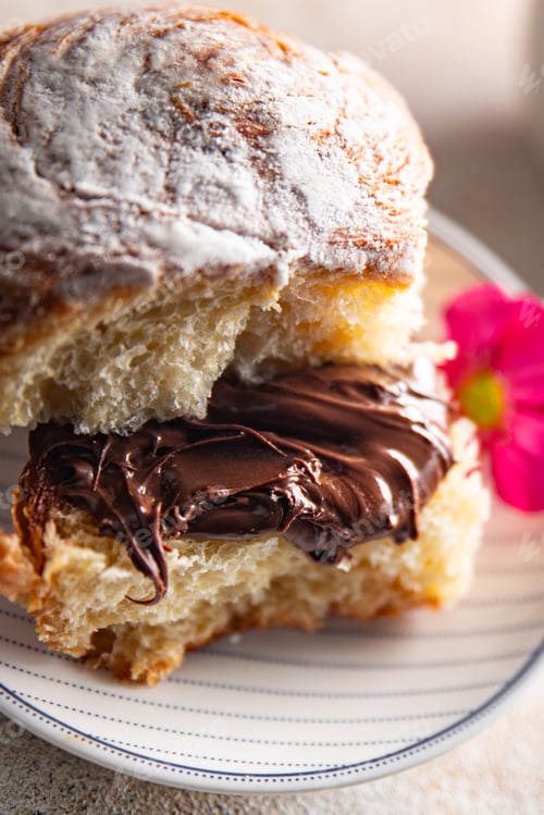 Preview: sweet bun chocolate spread fresh cooking appetizer meal food snack on the table copy space food