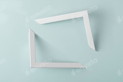 Preview: Creative rectangular geometric design frame with copy space on blue background. Top view.
