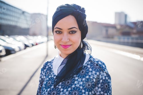 Preview: portrait of young woman with blue hijab