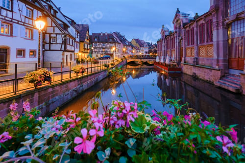 Preview: Colmar, Alsace, France Petite Venice, water canal, and traditional half timbered houses in Colmar
