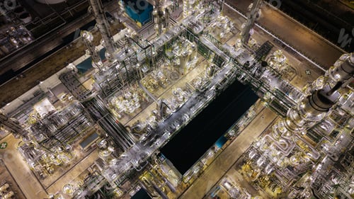 Preview: Illuminated Industrial Refinery at Night