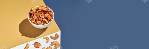Preview: Crispy dried food. Organic tasty chips. Homemade snacks. Sliced apples