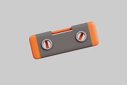 Vorschau: Gebogenes rechteckiges Gerät mit kreisförmigen Öffnungen und rotem Akzent