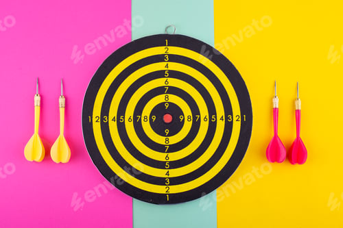 Preview: Target and goal concept with darts and arrows