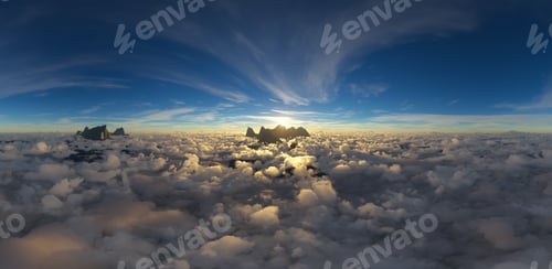 Preview: Dramatic Aerial Panorama of Clouds and Mountain Landscape. Nature Background.