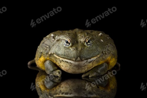 Preview: The giant African Bullfrog isolated on black background