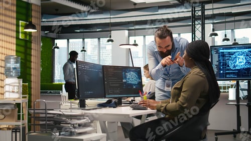 Preview: Joyous colleagues having fun during break, concept of positive office culture