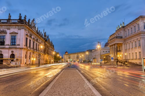 Preview: The famous Unter den Linden boulevard in Berlin at night